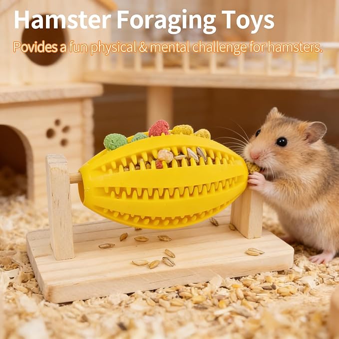 Hamster Enrichment Toys, Guinea Pig Rotating Foraging Toys Interactive Feed Game for Boredom, Food Hide Treat Dispenser Toys for Rat, Small Animal Cage Accessories for Syrian & Dwarf Hamsters