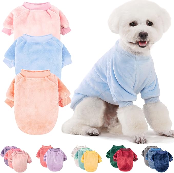 FabriCastle Dog Sweaters, 3-Pack Dog Clothes for Small Dogs Girl & Cats, Soft and Warm Pet Coats XXS - XXL, Winter Pet Jackets, Doggy Apparel Costumes Outfits (Ballet Pink,SkyBlue,Peach, XX-Small)