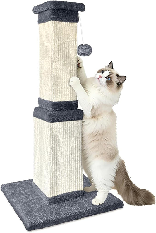 AGYM Cat Scratching Post, 32 Inch Cat Scratching Posts for Large Cats, Scratching Posts for Indoor Cats Adults, Cat Scratch Post with Nature Sisal, Deep Gray
