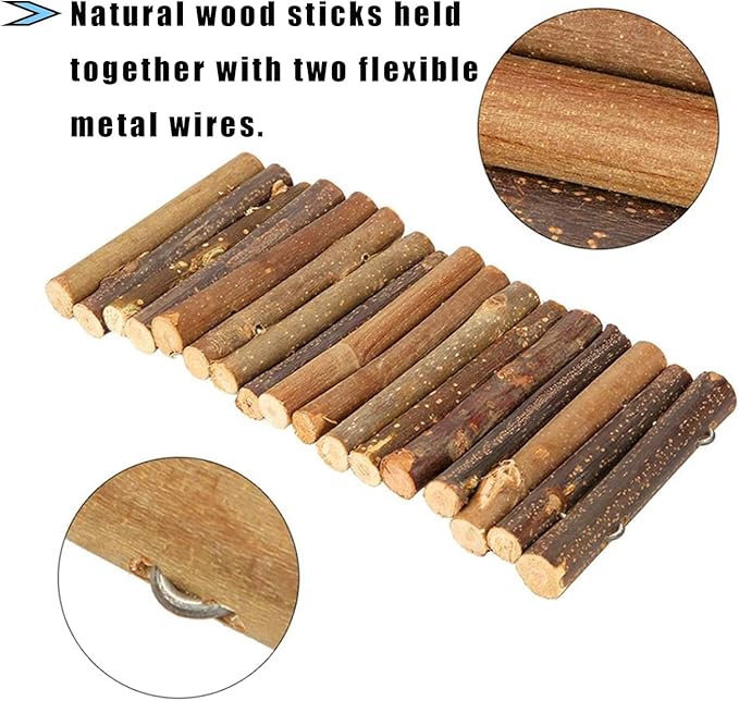 Hamiledyi Hamster Bridge Rat Ladder Wooden Bridge Toy for Small Animals Cage Wood Ladder Natural Hideout for Guinea Pig Chinchilla Ferret Reptile (Pack of 2) (2 Ladder)