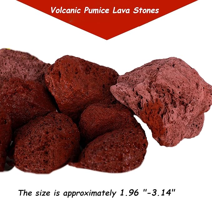 Tfwadmx Aquarium Red Lava Rock 10 Pcs Fish Tank Volcanic Pumice Stones for Betta Fish Shrimp (1.96''-3.14'')
