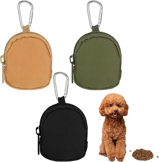 Dog Training Reward Pouch 3 Pcs Dog Treat Pouches with Carabiner and Zipper Reusable Dogs Treats Container for Training Reward, Travel or Outdoor Use