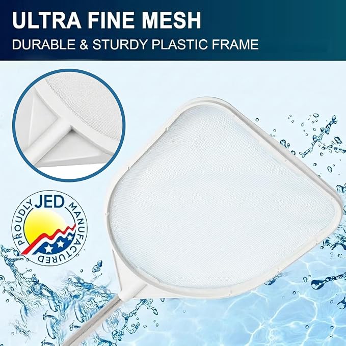 40-376F Hand Skimmer Net for Hot Tubs and Above Ground Pools, Pool Cleaning Supplies, Made in USA (2 ft, White)