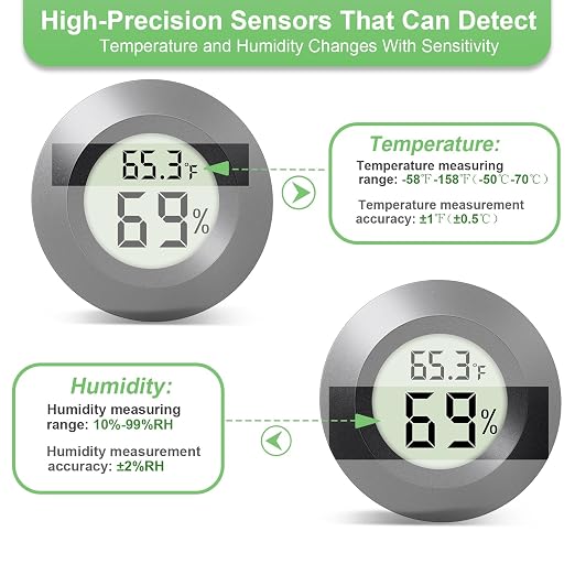 2-Pack Mini Hygrometer Indoor Humidity Meter Digital Thermometer | Small Digital LCD Monitor Thermometer Temperature Gauge Humidity Sensor (℉) or (℃) for Reptile Thermostat, Jars