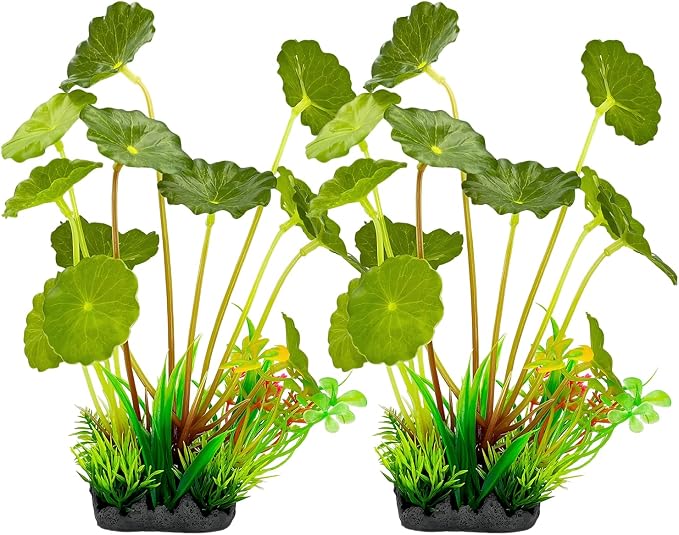 Silk Aquarium Plants 2-Pack 9.1 Inches (Green) | Soft non-toxic silk, realistic and fade-resistant, weighted base, easy installation, for tanks.