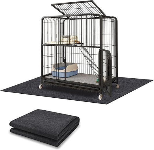 Large Bird Cage Mat, Under Pet Cage Mat, Absorbent/Waterproof Felt Pad for Bird Cages, Reptile Aquariums, Dog Kennels, with Non-Slip Backing for Hard Floors and Surfaces (36 x 36 inch)