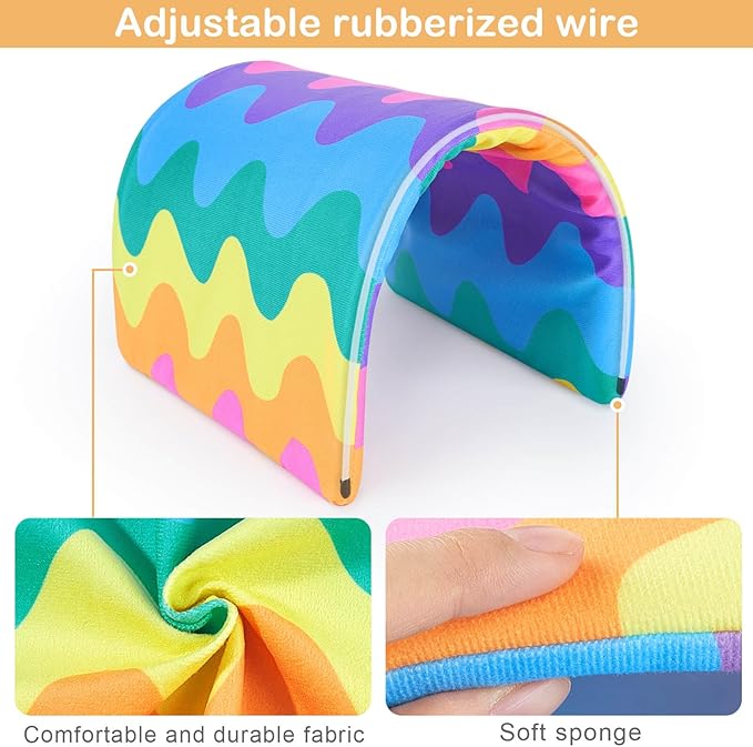 Bienbee Guinea Pig Tunnel, Guinea Pig Hideout, Washable Rabbit Tunnel and Bunny House, Rabbit Toys in Cages for Guinea Pig Bunny Rabbit Small Animal Rainbow Wave