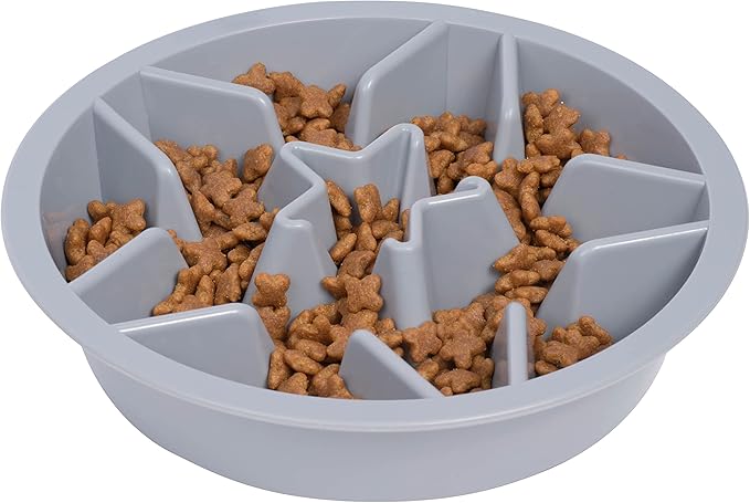 Leash Boss Slow Feeder Dog Bowls (2 Cup) Puzzle Dog Food Bowl - Fits into Elevated Pet Feeders - Slow Eating for Large, Medium & Small Sized Breeds - Gray