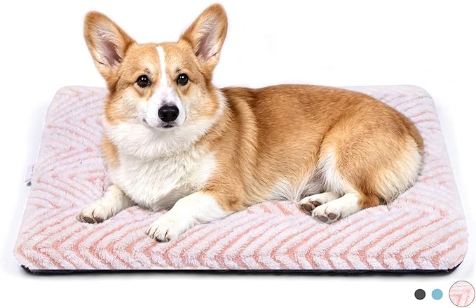 Mora Pets Washable Dog Crate Pad Soft Dog Kennel Bed Crate Mat for Small Medium Dogs, Puppies & Large Cats Flat Pet Bed with Anti-Slip Bottom for Cage & Carrier Sleeping Chevron Pink 30 x 19