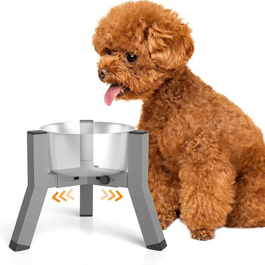 Eelevated Dog Bowl Stand for Small Dogs, Adjustable Width 5.9-8.7'', Raised Dog Food Water Bowls, 7.8'' Tall, Grey-Bowl Not Included