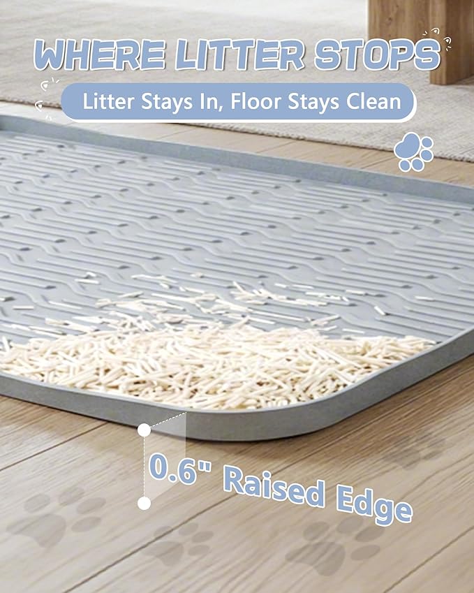 ANWA Waterproof Cat Litter Rug, 40" x 28" Extra Large Silicone Cat Litter Mat Litter Trapping Mat, Fits Automatic Litter Box Robot, Heavy-Duty, Easy to Clean