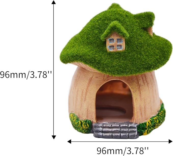 AnRui Green Moss Mushroom Aquarium Decor Cute Fish Tank Decorationss Resin Aquarium Decor Hideout Cave Ornament for Small Fish, Shrimp, Hermit Crab, Goldfish and Reptiles