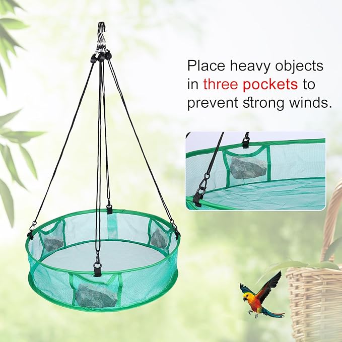 2Pcs Bird Seed Catcher for Outdoor Feeders, Bird Feeder Trays to Catch Seed, Upgraded Version Can Prevent Strong Winds. (16 inches)