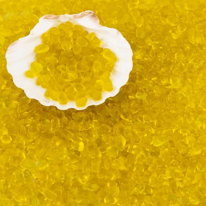 QEQEKAKA Sea Glass Stones for Crafts 2.75LB Yellow Pebbles Gemstones Bulk | Small Glass Stones for Beaching Wedding DIY Decor Aquarium Turtle Tank Vase Filler (1180g/41.62oz)