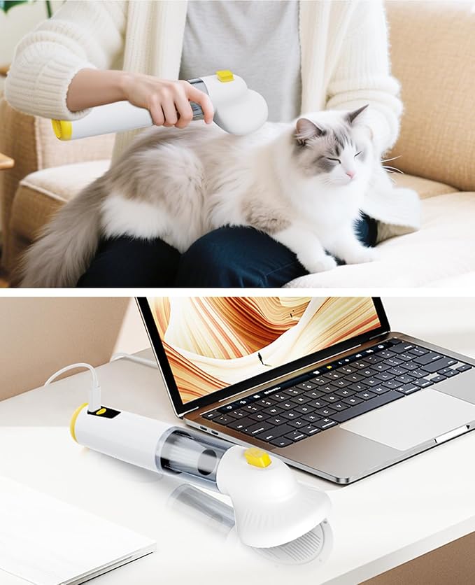 Cordless Dog Vacuum Groomer Kit,Cordless Rechargeable Vacuum Cat Brush for Hair,Handheld mini Pet Vacuum Brush,4200Pa Pet Grooming Cleaner With Comb Hair,Suitable for All Types of Cats and Dogs