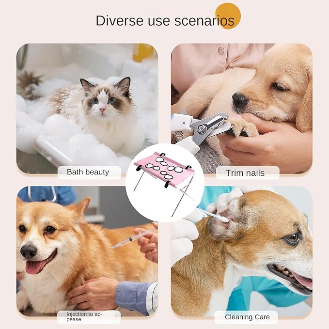 Pet Grooming Hammock – 8 Hole Hanging Cat Bath, Detachable Care Strap, Anti Scratch Bite Design | Secure Trimming Support, Easy Use for Nail Claw Ear Cleaning Grooming