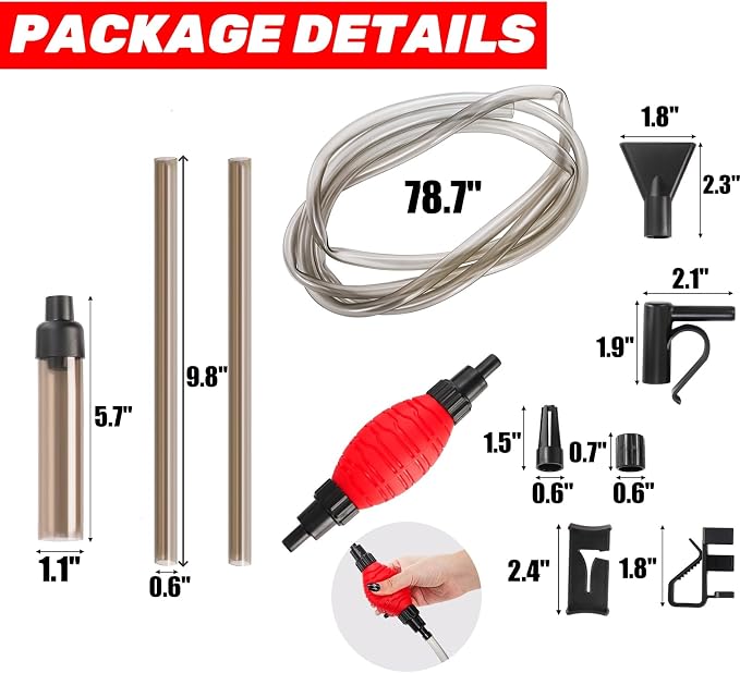 Peohud Small Gravel Vacuum for Aquarium, Multifunctional Fish Tank Cleaner, Aquarium Gravel Cleaning Kit for Water Changing, Sand Cleaning