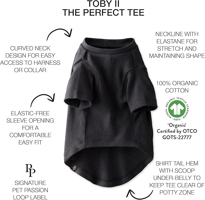 Pet Passion Toby II - The Perfect Tee, 3 Pack Short Sleeve Pet T-Shirt 100% Organic Cotton Tees Clothes for Small, Medium, Large Dogs, Gray Ombre, Medium (20-45 lbs)