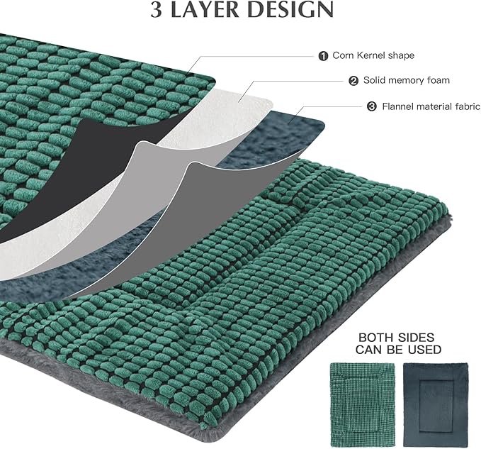 BVAGSS Reversible Dog Crate Pad, Memory Foam Pet Bed Mat, Soft Warm Machine Washable Sleeping Kennel Mattress for Small Medium Large Dogs XH079 (42''x28''x1.6'',Green)
