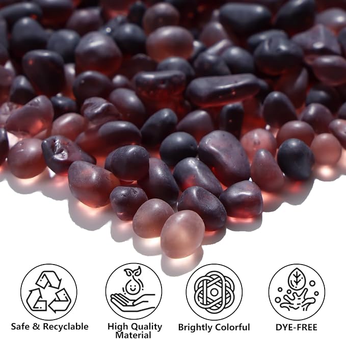 QYGL Sea Glass Stones - 0.9LB Purple Frosted Glass Pebbles Gemstones | Perfect for Aquarium Rocks, Fish Tank Gravel, Vase Fillers, DIY Crafts, and Home Decor