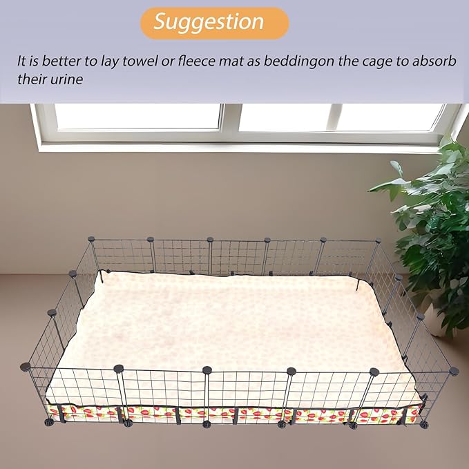 Guinea Pig Cage Liner，Washable Waterproof Oxford Cloth Cage Liners for Small Animals,Hamster Chinchilla Hedgehog Rabbit and Other Small Animals Not Include Cage (36x60 inches)