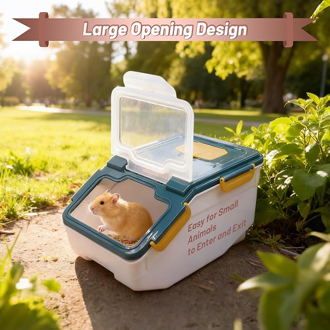 Extra Large Chinchilla Sand Bath Container Kit Plastic Dust Bath House Hamster Shower Room for Hedgehog Guinea Pig Squirrel Small Animals(Blue)