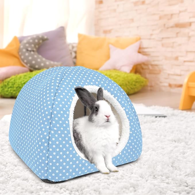 Rabbit Hideout Large Bunny Bed Washable Rabbit House and Hideout Fleece Guinea Pig Hiding Hut for Indoor Bunnies Small Animal Hideaway