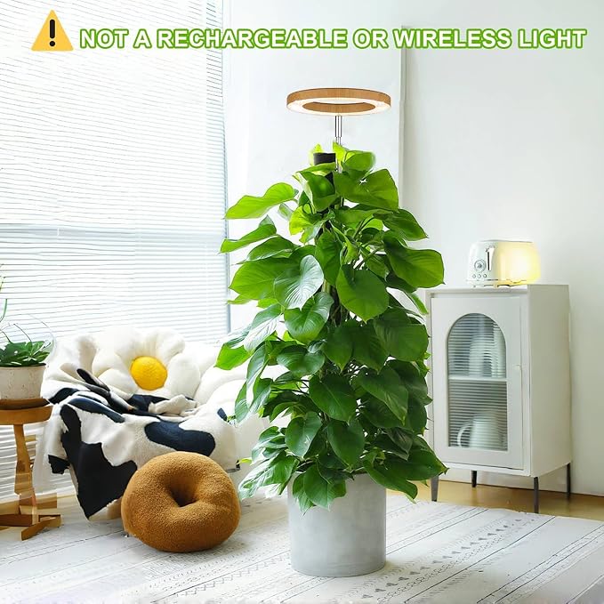 Plant Grow Light, LED Growing Light Full Spectrum for Indoor Plants,Aluminum Wood Grain Plant Lights,Height Adjustable, Automatic Timer, 5V Low Safe Voltage,Idea for Large Plant Light
