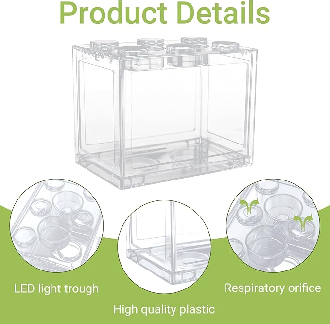 4 PCS Small Betta Fish Tank, 0.2 Gallon Mini Aquarium Tank, Cube Stackable Fish Bowl, Tiny Desktop Tank for Small Fish, Insect, Shrimp, Turtle, Spider