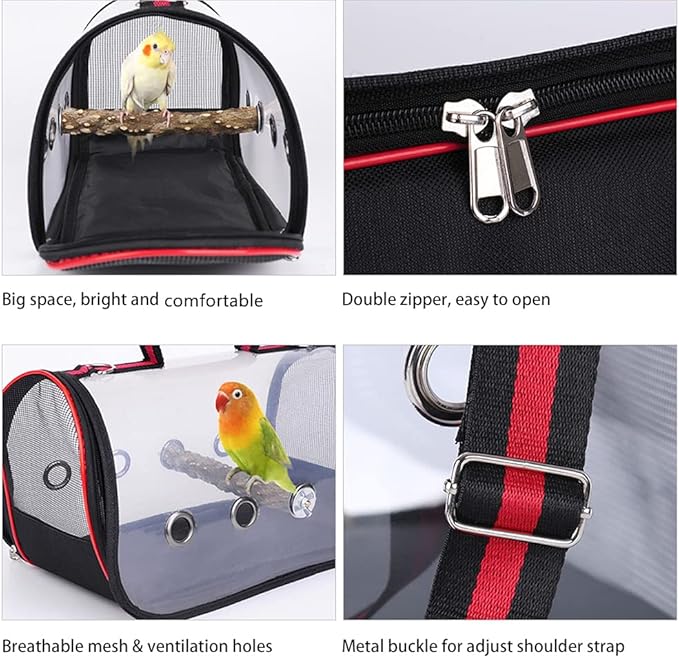 Transparent Parrot Carrying Cage Bird Travel Bag Bird Backpack Carrier with Perches Bird Carriers Tote Bag for Pet Parrots Outdoor Use