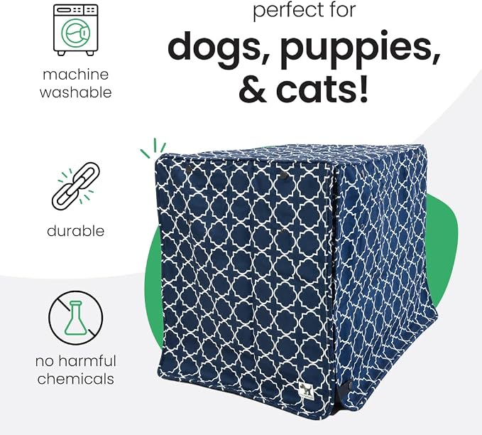 Molly Mutt Romeo & Juliet Dog Crate Cover, 100% Cotton Canvas Cover with 2 Roll-Up Panels, Ideal for Dog or Cat Crate, Durable, Washable, and Free of Harmful Chemicals, 24" x 18" x 21"
