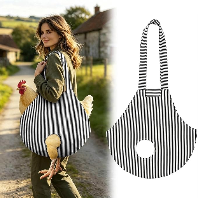 Chicken Carrier Sling Holder Bag with Handle, Driving Poultry Carriers Handbag for Farm Owners and Pet Lover Chicken Holder Poultry Travel (Black)