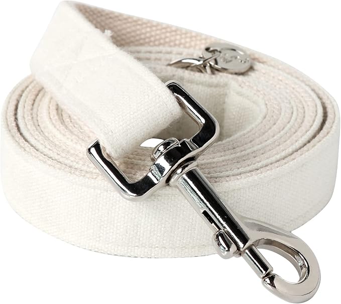 DOGWONG Cotton Hemp Dog Leash, Heavy-Duty White Wedding Durable Soft Natural Fabric Pet Dog Leash for Small Medium Large Dog