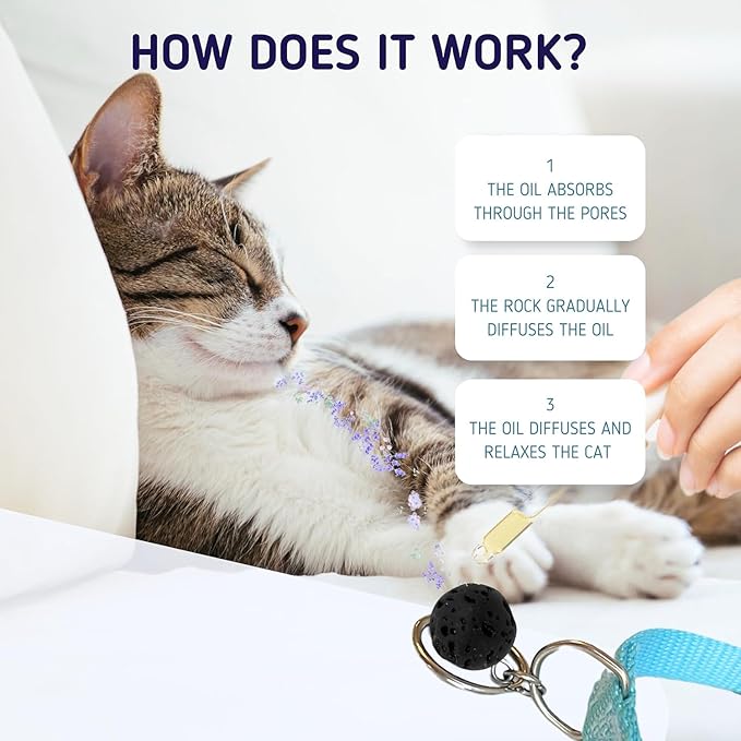 Natural Collar Anti Anxiety for Cats, Calming Collar for Indoor Cats, Stress and Anxiety Relief, Breakaway, Vet-Approved with Essential Oils (Lavender)