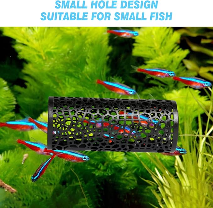 Abizoo Betta Fish Toys - Betta Tunnel Black, Small Hole Hollow Cave, Safer for Small Fish & Shrimp, Aquarium Decor & Hideout Tube