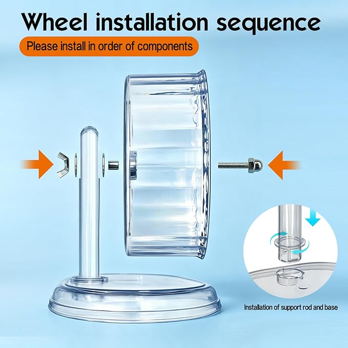 Hamster Wheel,Super Silent Hamster Exercise Wheels,Silent Wheel,Hamster Wheels,Adjustable Stand Hamsters Exercise Wheels,Quiet Rat Wheel (Transparent, Ф7 inch)