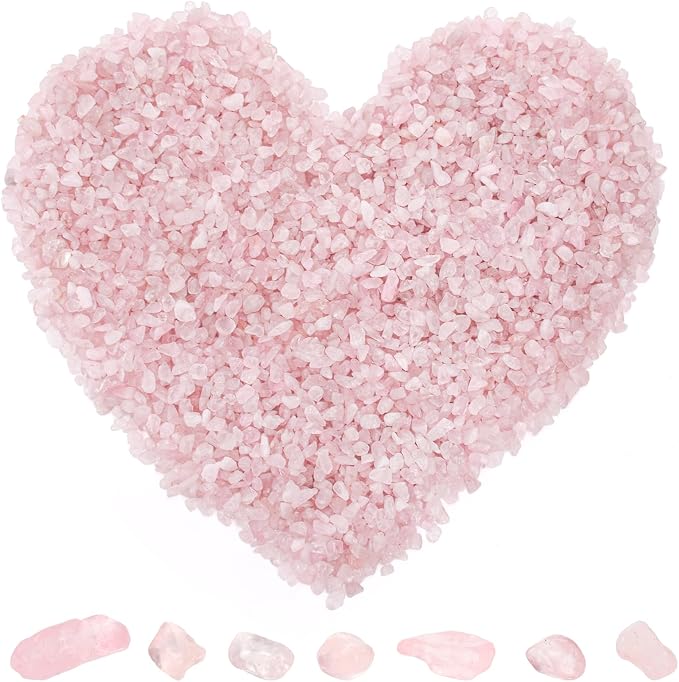 5 lb Natural Rose Pink Crystal, 7-9 mm Tumbled Chips Stones, Irregular Shaped Quartz Bulk, Healing Reiki Gemstone for Potted Plant Vase Decoration Jewelry Making DIY Craft, Light Rose