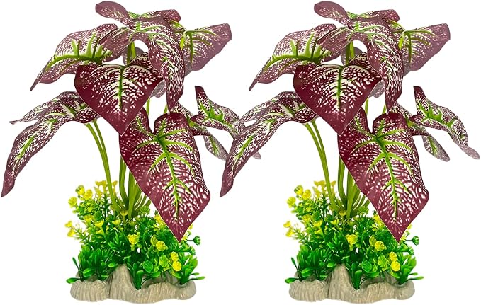 Silk Aquarium Plants 2-Pack 10.2in Tall for Medium to Large Tanks | Soft non-toxic silk, safe for bettas & goldfish, weighted base, no maintenance, bendable stems