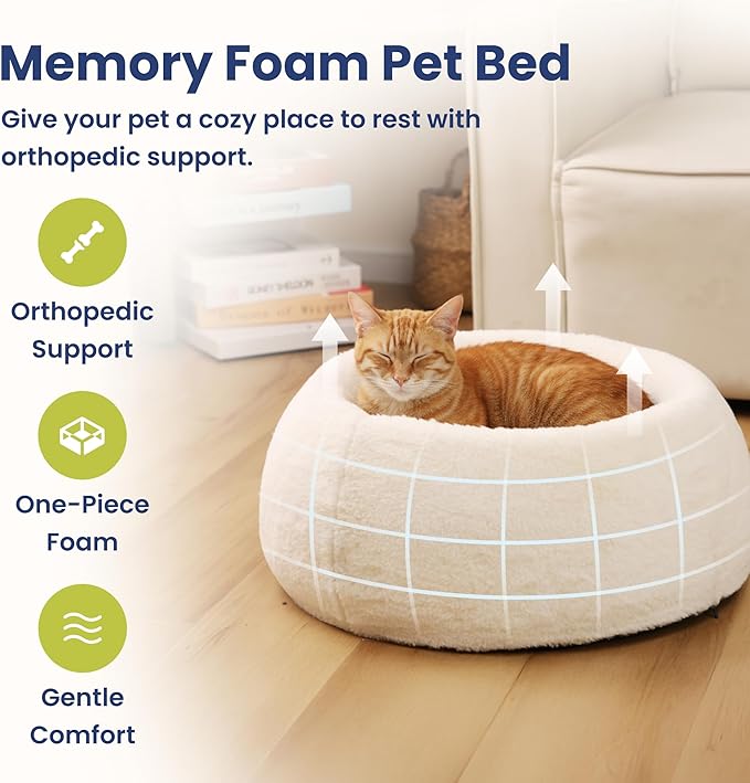 PAWSPIK Perfect Comfort Orthopedic Faux Rabbit Fur Memory Foam Cat & Small Dog Bed