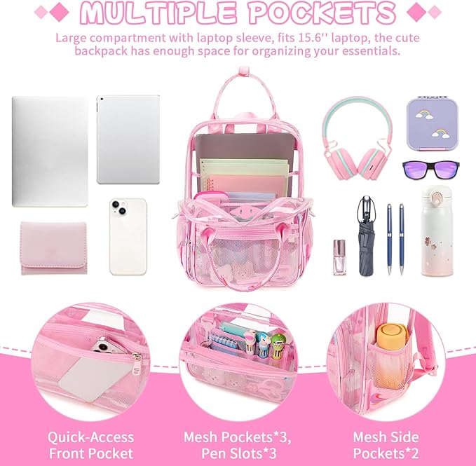 MOONBABY Small Clear Backpack for School Transparent Bookbag for Kids Heavy Duty PVC See Through Backpack Stadium Approved