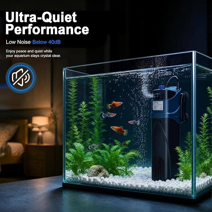 132GPH Fish Tank Filter Aquarium Green Clean Submersible Machine, U-V for Aquarium for 10-60 Gal Tank