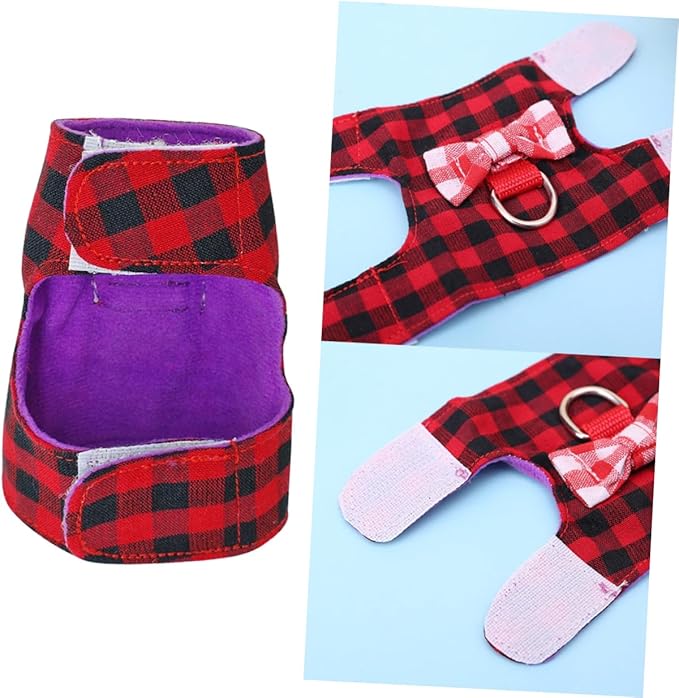 Kisangel Lovely Pet Leash Breathable Mesh Fabric Vest for Small Animals for Hamsters and Guinea Pigs s Red Grids