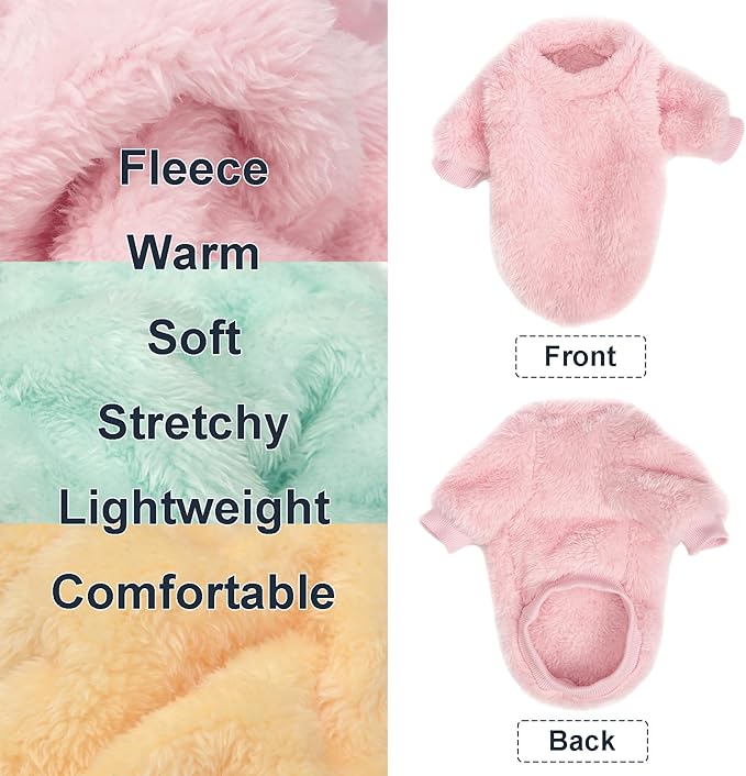 Dog Sweater, 3 Pack Dog Sweaters for Small Dogs, Dog Clothes for Small Dogs Girl Boy, Ultra Soft and Warm Puppy Sweater Dog Coat for Winter Christmas (XXS, Lt Pink+Lt Green+Lt Yellow)
