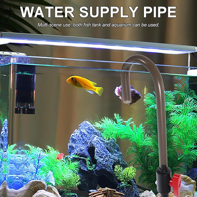 NUOBESTY Aquarium Hook Water Changer with Flow Switch - Quickly Fill and Drain Fish Tank, Vacuum Siphon Hose Tool for Easy Water Changes and Gravel Cleaning, Fits 1/2‘’, 5/8‘’, 3/4‘’ Garden Hoses