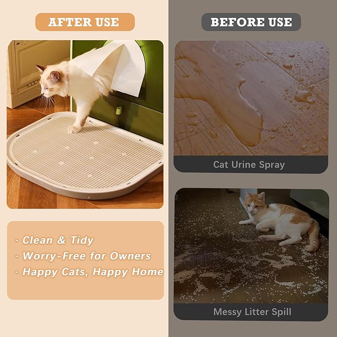 Cat Litter Mat Litter Trapping Mat,19.29"×14.96",Cat Litter Box Mat for Floor,Large Litter Matt for Cat Litter Box,Kitty Litter Mat Catcher,Waterproof Urine Proof,Washable,Easy Clean,Less Waste(Green)