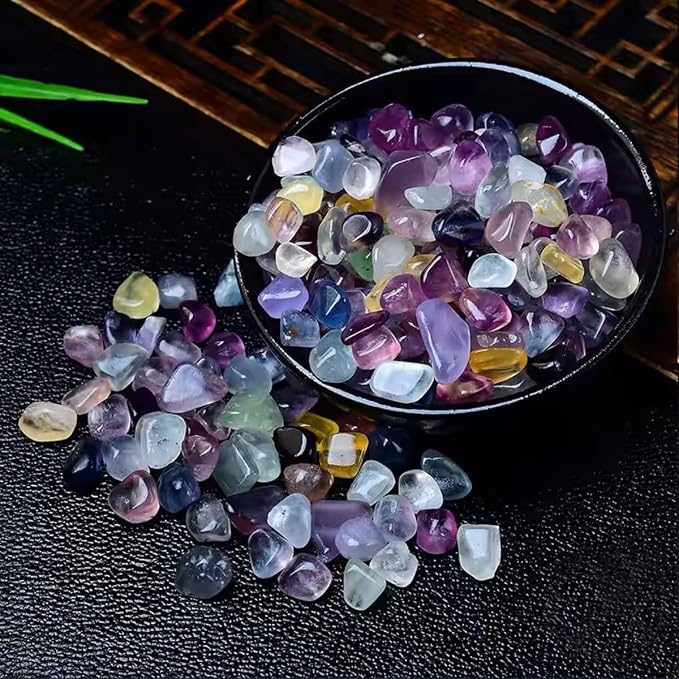 Erliway 100g Natural Rainbow Fluorite Crystal Chips 7-9mm Tumbled Stones | Small Crushed Crystal Stone, Polished Crystals Chips for Fish Tank, Healing Tumbled Rocks for Reiki Jewelry Making Home Décor