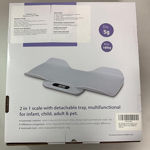 TIPRE Baby Weight Scale, Infant Scale with Detachable Tray, Pet Scale for Cat Dog, Multiple Weighing Scale for Toddler, Children, Pet and Adult Auto-Rotation LED Screen, Up to 400lb/180kg