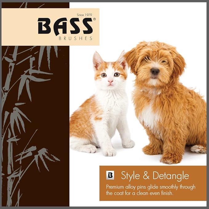 Bass Brushes | Style & Detangle Pet Brush | Alloy Pin | Bamboo Handle | Large Oval | Striped Finish | Model A10-SB
