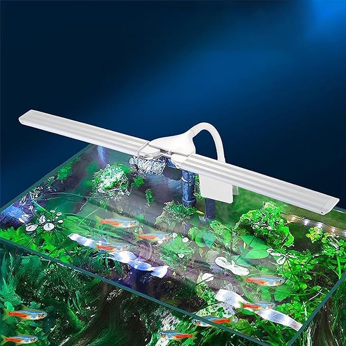 LED Aquarium Light Full Spectrum Clip Fish Tank Light Plants Light 360° Adjustable 2 Light Bar Super-Bright 6W Suitable for 5-25 Gal Fish Tank