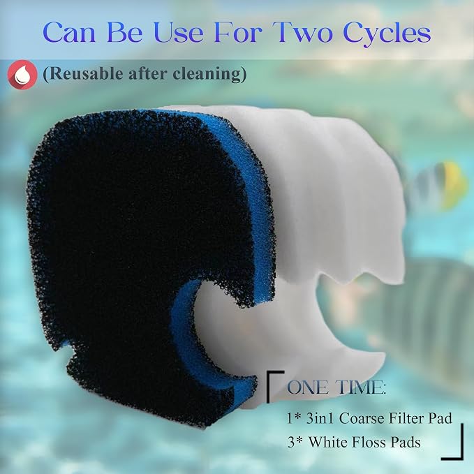 PurifyLogix Canister Filter Pads for AMOSIJOY 172/225/264/265 GPH Aquarium | 8PCS Replacement Filter Media for Coospider-Repta, for AMOSIJOY 172/225/265/264GPH, 6 Fine Floss Pads & 2 Carbon Filter Pads